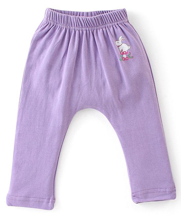 Babyhug Cotton Knit Full Length Diaper Pants Floral Printed Pack of 3 - Multicolour
