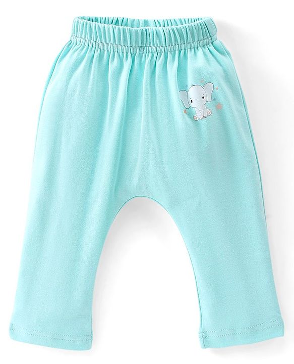 Babyhug Cotton Full Length Diaper Pants Striped & Elephant Printed Pack of 3 - Orange & Blue