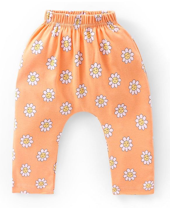 Babyhug Cotton Knee Length Diaper Leggings Floral Print Pack of 3 - Pink & Lilac