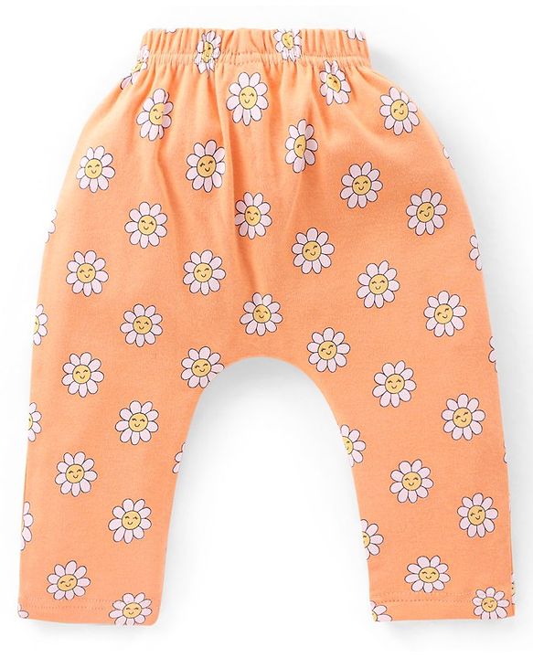 Babyhug Cotton Knee Length Diaper Leggings Floral Print Pack of 3 - Pink & Lilac
