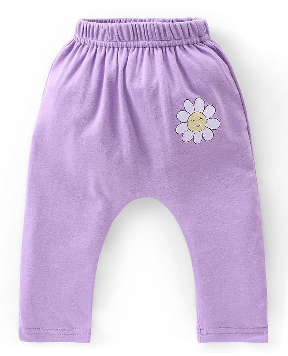 Babyhug Cotton Knee Length Diaper Leggings Floral Print Pack of 3 - Pink & Lilac