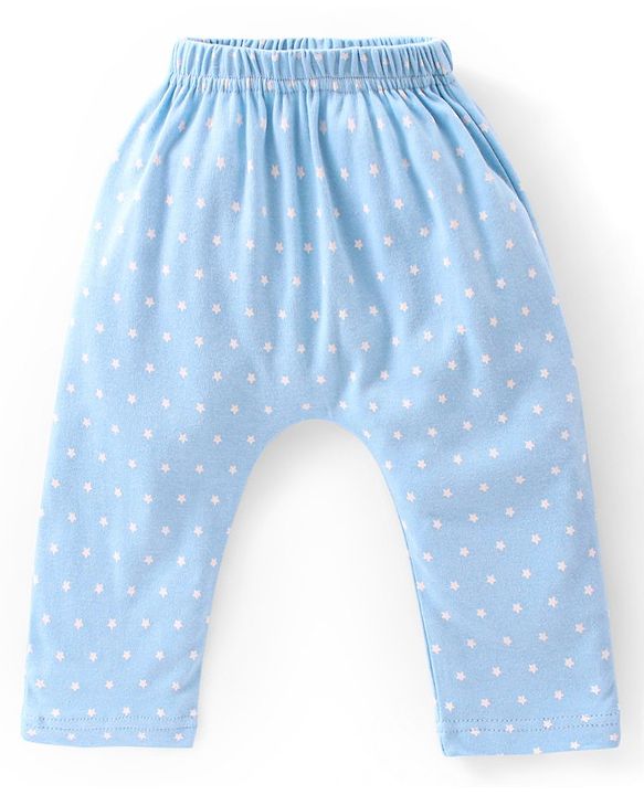 Babyhug Cotton Full Length Stars Printed Diaper Pants Pack of 3  - Blue Orange & White