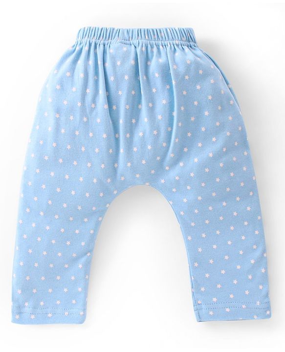 Babyhug Cotton Full Length Stars Printed Diaper Pants Pack of 3  - Blue Orange & White