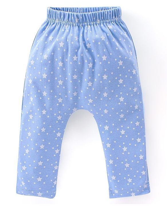 Babyhug Cotton Full Length Diaper Pants Pack of 3 - Red & Blue