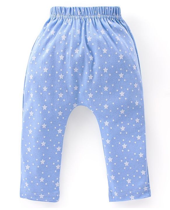 Babyhug Cotton Full Length Diaper Pants Pack of 3 - Red & Blue