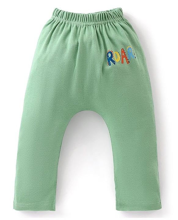 Babyhug Cotton Full Length Striped Diaper Pants Dino Print Pack of 3  - Multicolour