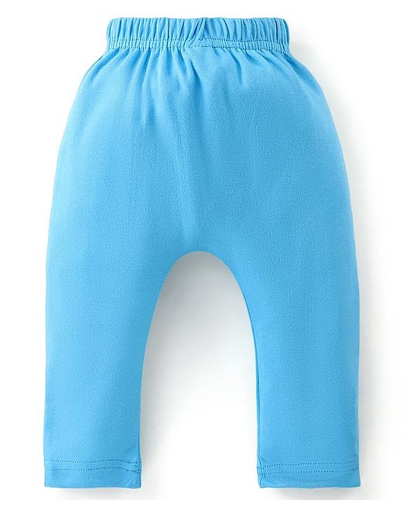 Babyhug Full Length Cotton Diaper Pants Giraffe Print Pack of 3 - Blue