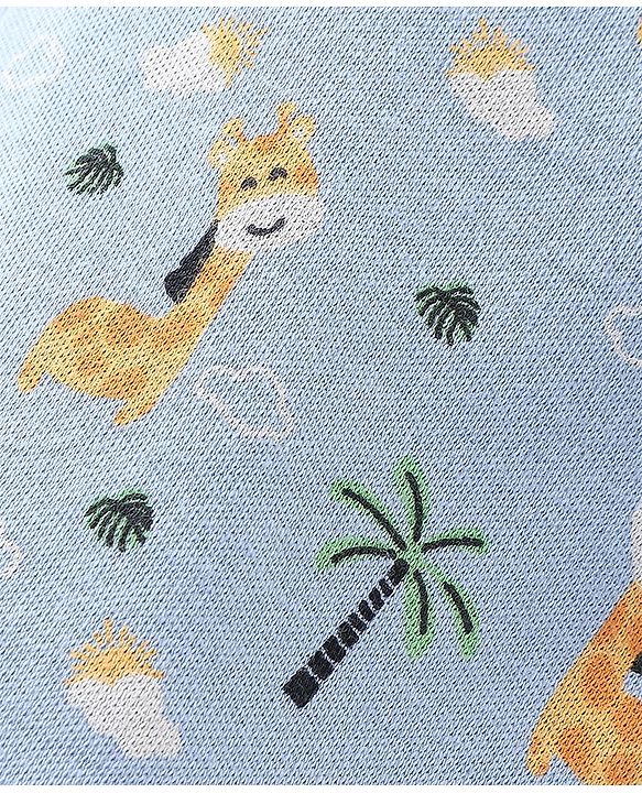 Babyhug Full Length Cotton Diaper Pants Giraffe Print Pack of 3 - Blue