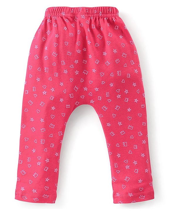Babyhug Cotton Full Length Diaper Leggings Polka Dots Printed Pack of 3 - Pink & Navy Blue