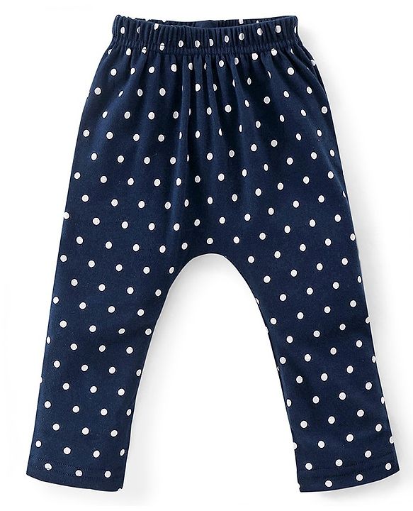 Babyhug Cotton Full Length Diaper Leggings Polka Dots Printed Pack of 3 - Pink & Navy Blue