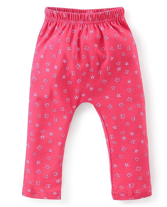 Babyhug Cotton Full Length Diaper Leggings Polka Dots Printed Pack of 3 - Pink & Navy Blue