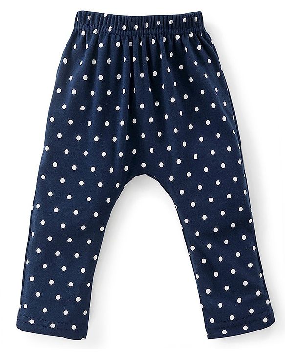 Babyhug Cotton Full Length Diaper Leggings Polka Dots Printed Pack of 3 - Pink & Navy Blue