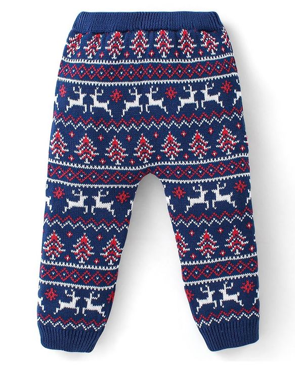 Babyhug Organic Cotton Full Sleeves Baby Sweater Sets Christmas Theme - Navy
