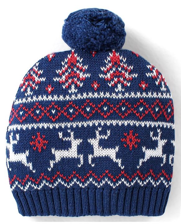 Babyhug Organic Cotton Full Sleeves Baby Sweater Sets Christmas Theme - Navy