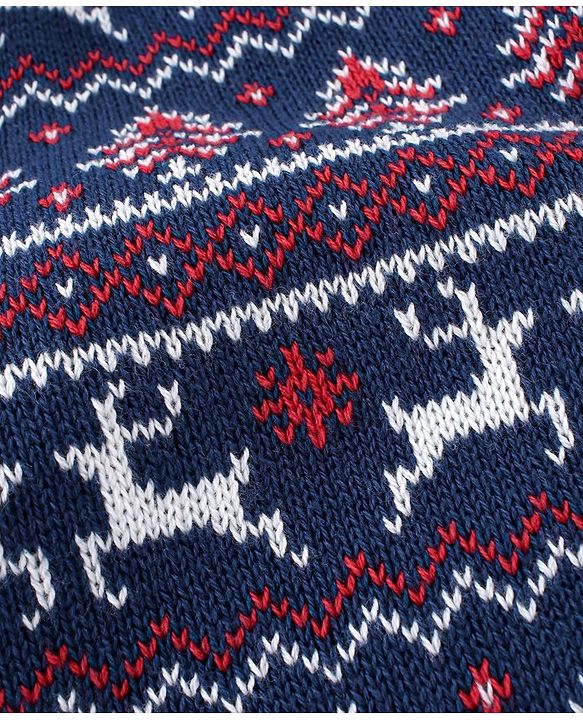Babyhug Organic Cotton Full Sleeves Baby Sweater Sets Christmas Theme - Navy
