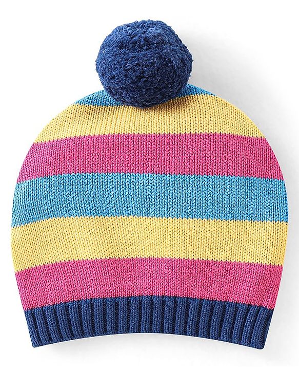 Babyhug Organic Cotton Knit Full Sleeves Baby Sweater Set with Cap & Bird Design - Pink & Blue