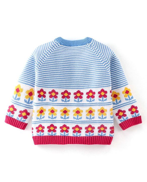 Babyhug Organic Cotton Full Sleeves Sweater Set with Floral Design - Pink