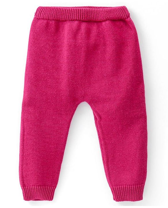 Babyhug Organic Cotton Knit Full Sleeves Sweater Set with Cap & Reindeer Design - Dark Pink