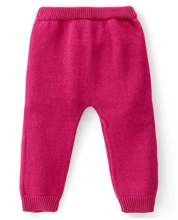 Babyhug Organic Cotton Knit Full Sleeves Sweater Set with Cap & Reindeer Design - Dark Pink