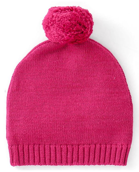 Babyhug Organic Cotton Knit Full Sleeves Sweater Set with Cap & Reindeer Design - Dark Pink