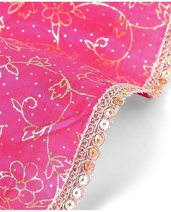 Pine Kids Choli & Lehenga With Full Sleeves Shurg Zari Design - Pink