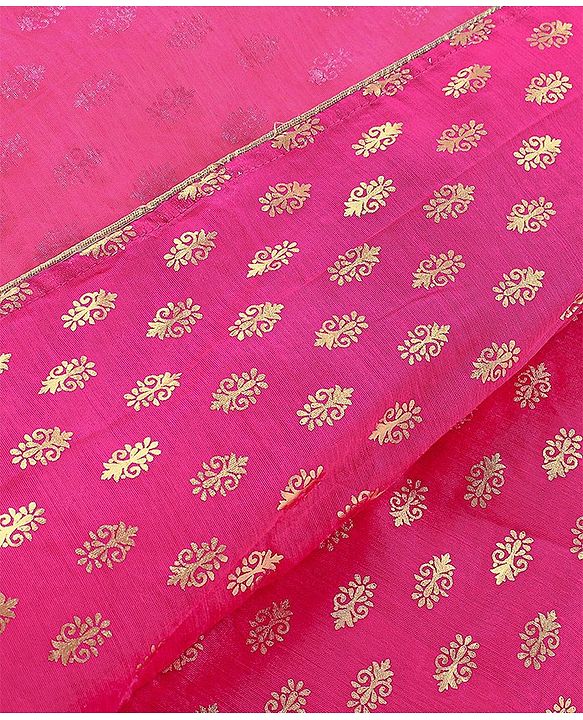 Pine Kids Choli & Lehenga With Full Sleeves Shurg Zari Design - Pink