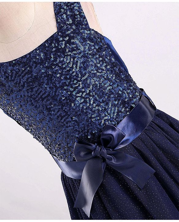 Pine Kids Sleeveless All Over Sequins Party Wear Dress - Navy