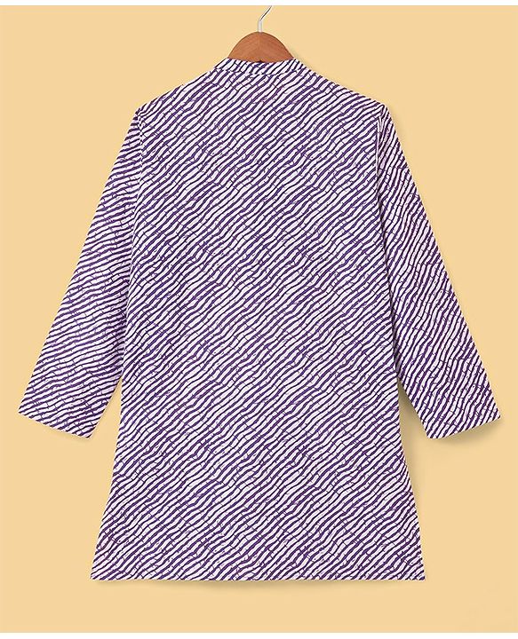Pine Kids 100% Cotton Full Sleeves Printed Kurta & Pyjama Set- Purple