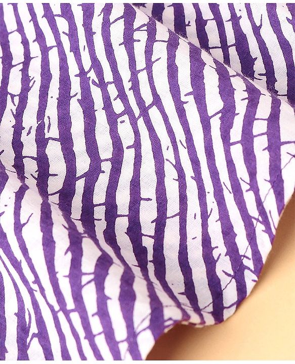 Pine Kids 100% Cotton Full Sleeves Printed Kurta & Pyjama Set- Purple