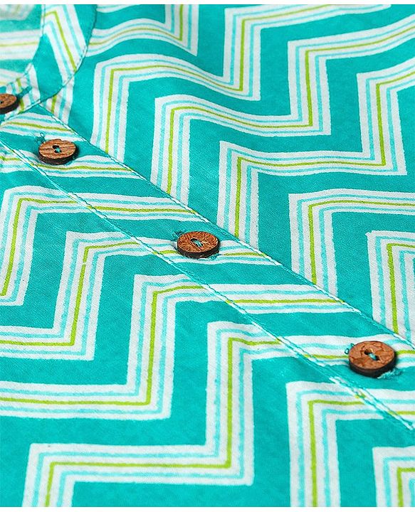 Pine Kids Full Sleeves Chevron Printed Kurta & Pyjama Set - Light Blue