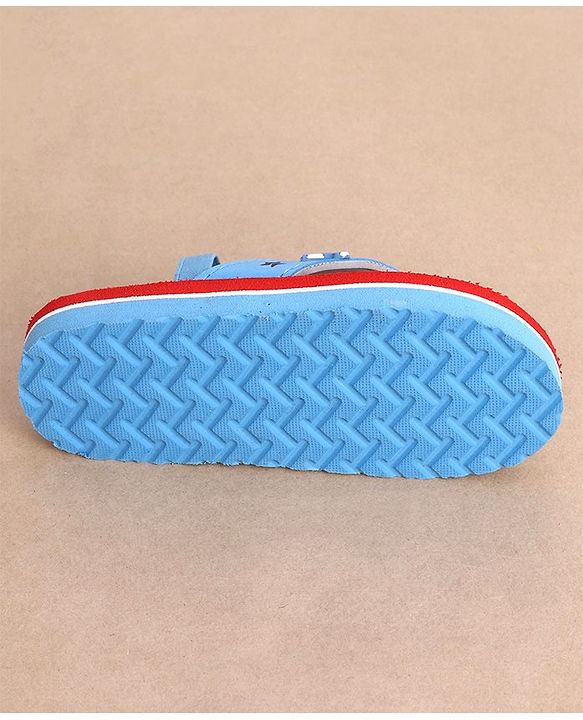 Cute Walk by Babyhug Dino Printed Flip Flops with Back Strap - Red & Blue