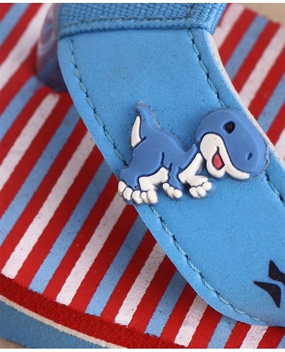 Cute Walk by Babyhug Dino Printed Flip Flops with Back Strap - Red & Blue
