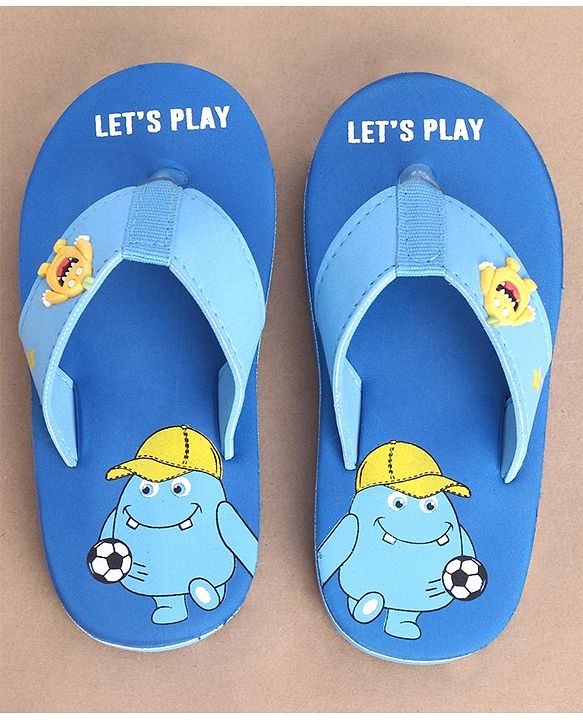 Cute Walk by Babyhug Flip Flops Monster Print - Blue