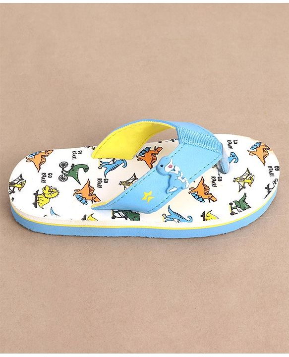 Cute Walk by Babyhug Slip On Flip Flops Dino Print - Off White