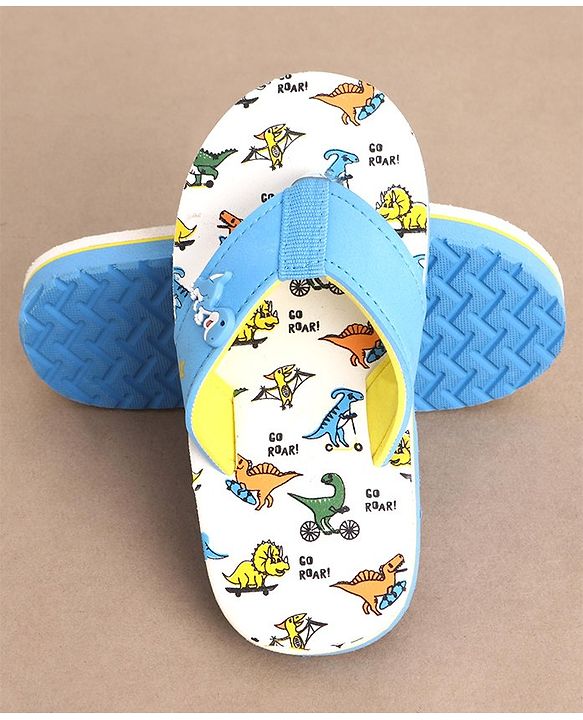 Cute Walk by Babyhug Slip On Flip Flops Dino Print - Off White