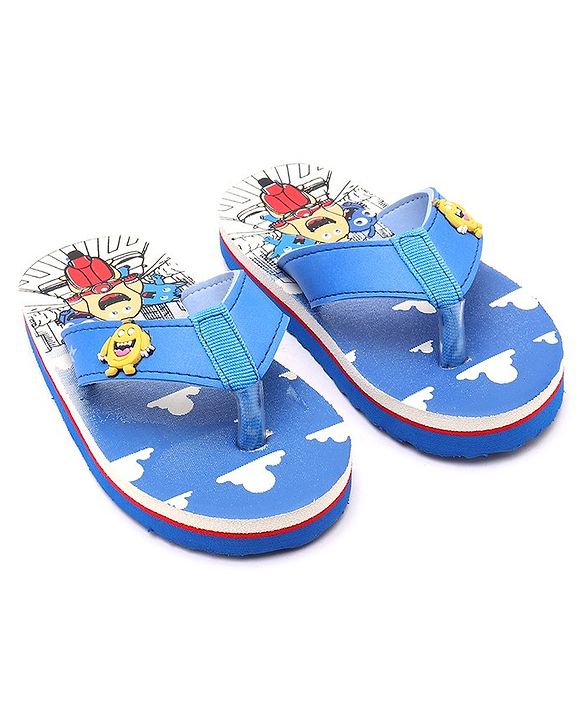 Cute Walk by Babyhug Slip On Style Monster Graphic & Applique Flip Flops - Blue