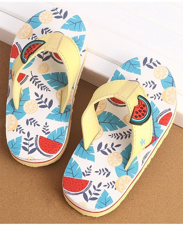 Cute Walk Slip On Style Watermelon Graphic & Applique Flip Flops - Yellow