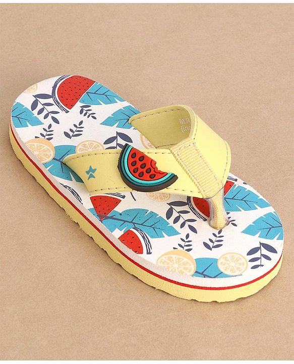 Cute Walk Slip On Style Watermelon Graphic & Applique Flip Flops - Yellow