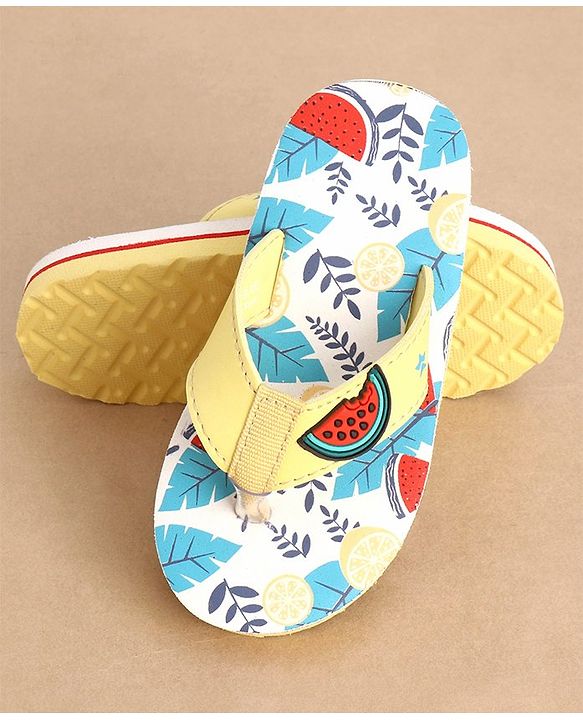 Cute Walk Slip On Style Watermelon Graphic & Applique Flip Flops - Yellow