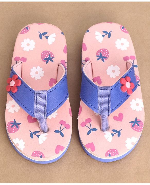Cute Walk by Babyhug Slip On Style Flip Flops Floral Graphics and Applique - Light Pink