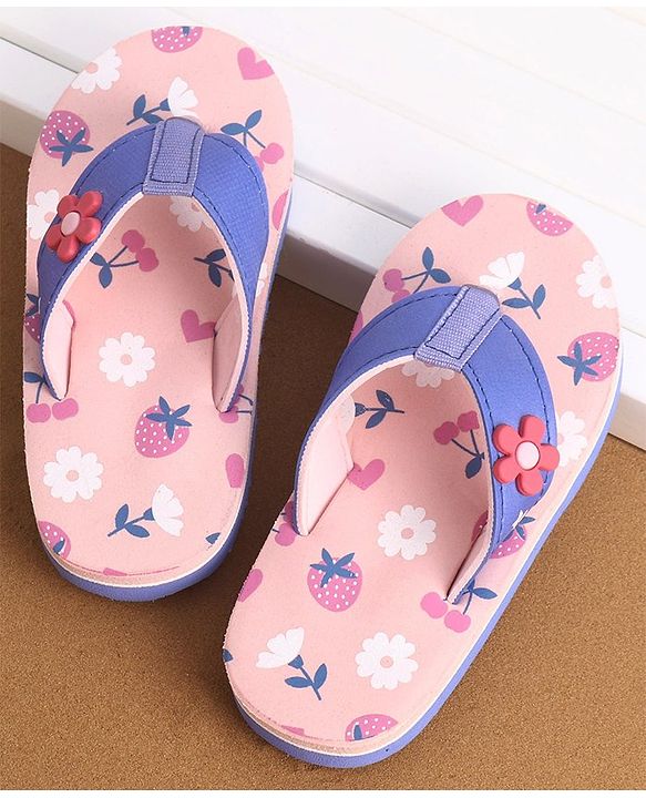 Cute Walk by Babyhug Slip On Style Flip Flops Floral Graphics and Applique - Light Pink