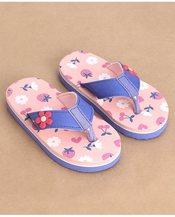 Cute Walk by Babyhug Slip On Style Flip Flops Floral Graphics and Applique - Light Pink
