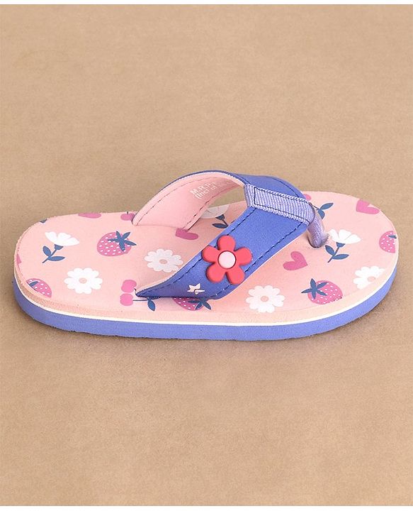 Cute Walk by Babyhug Slip On Style Flip Flops Floral Graphics and Applique - Light Pink