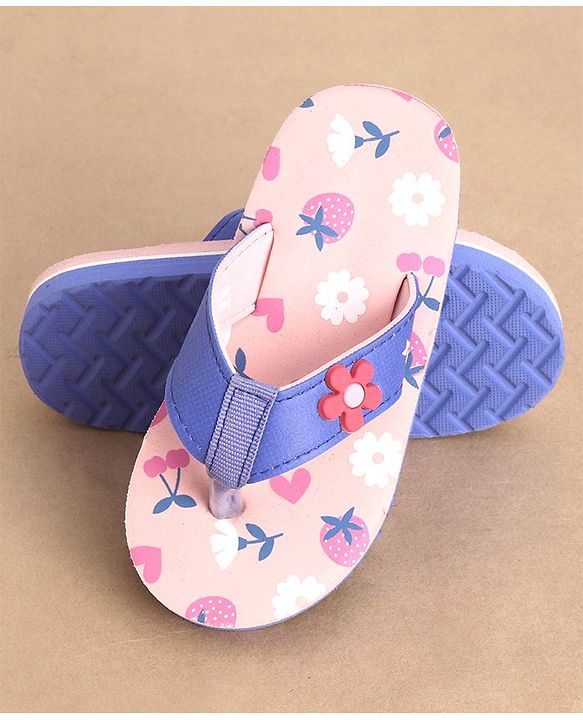 Cute Walk by Babyhug Slip On Style Flip Flops Floral Graphics and Applique - Light Pink