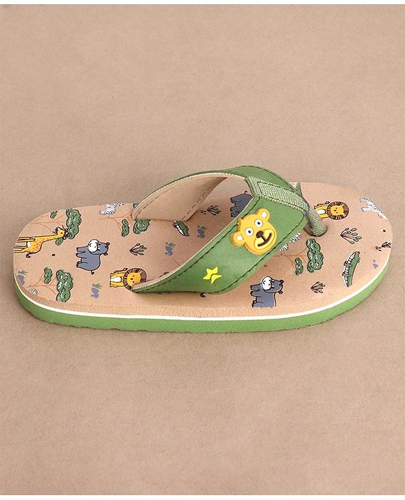 Cute Walk by Babyhug Slip On Flip Flops Animals Print - Green