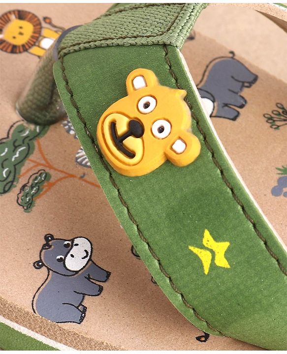 Cute Walk by Babyhug Slip On Flip Flops Animals Print - Green