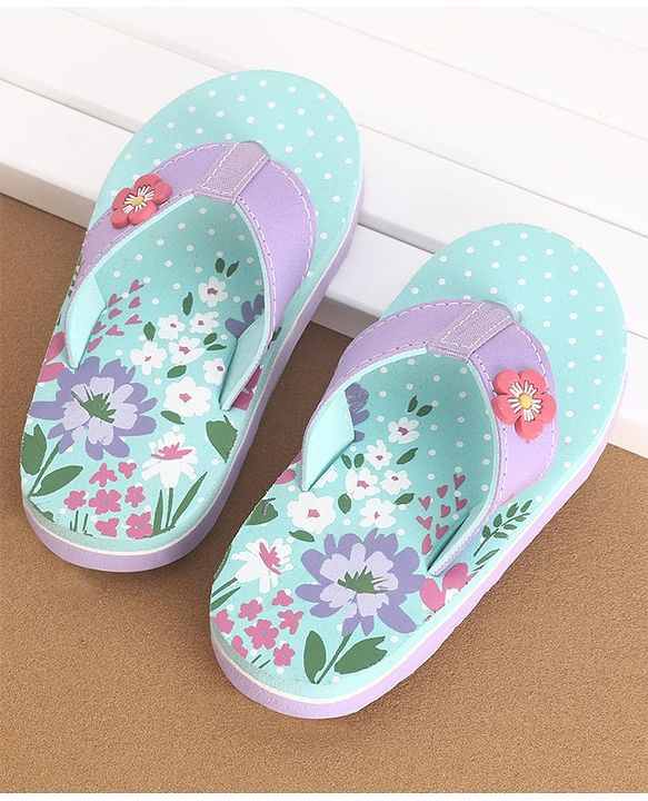 Cute Walk by Babyhug Slip On Flip Flops Floral Print - Blue