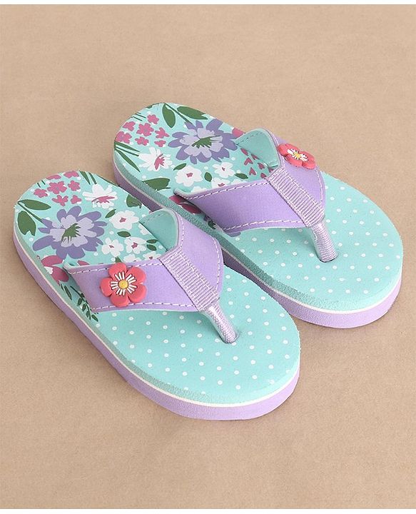 Cute Walk by Babyhug Slip On Flip Flops Floral Print - Blue