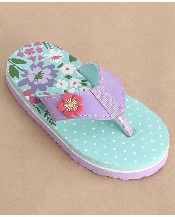 Cute Walk by Babyhug Slip On Flip Flops Floral Print - Blue
