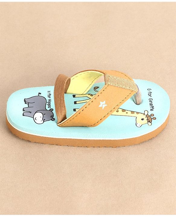 Cute Walk by Babyhug Back Strap Closure Flip Flops Giraffe Print - Blue